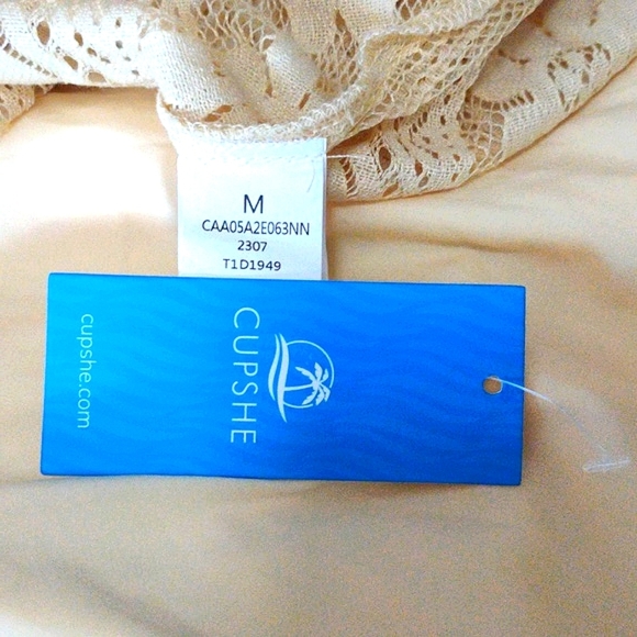 Women's Cream Floral Lace Hi-Low Dress Casual Boho Flowy Tassel Tahitian Dress - Picture 11 of 11